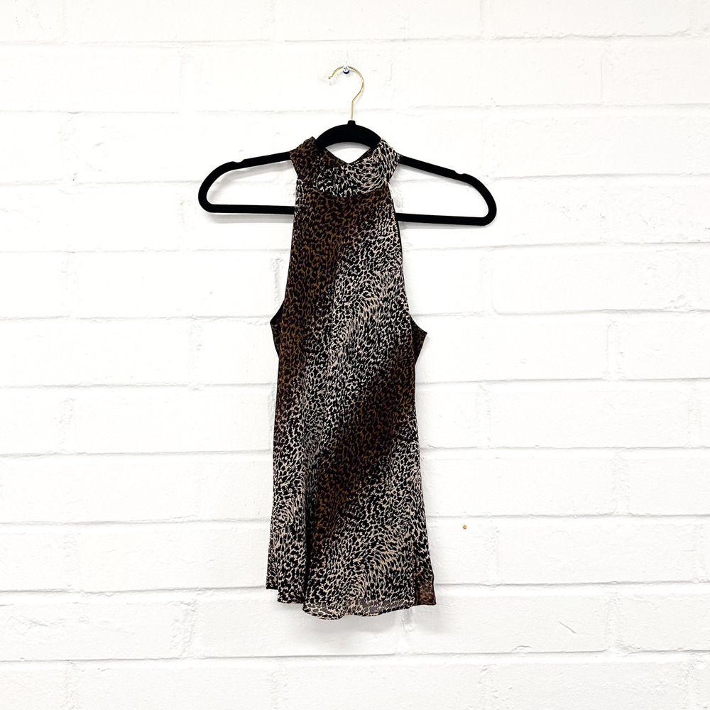 100% Silk Animal Print Tank. Sz 4. Vision Apparel Vintage.